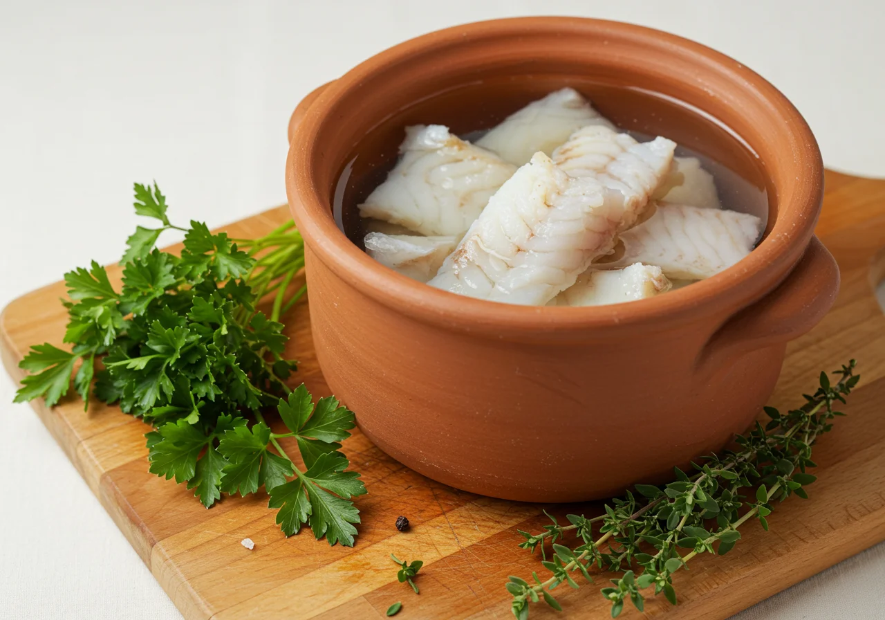 Preparando bacalhau de molho para fazer Arroz de Bacalhau gourmet.