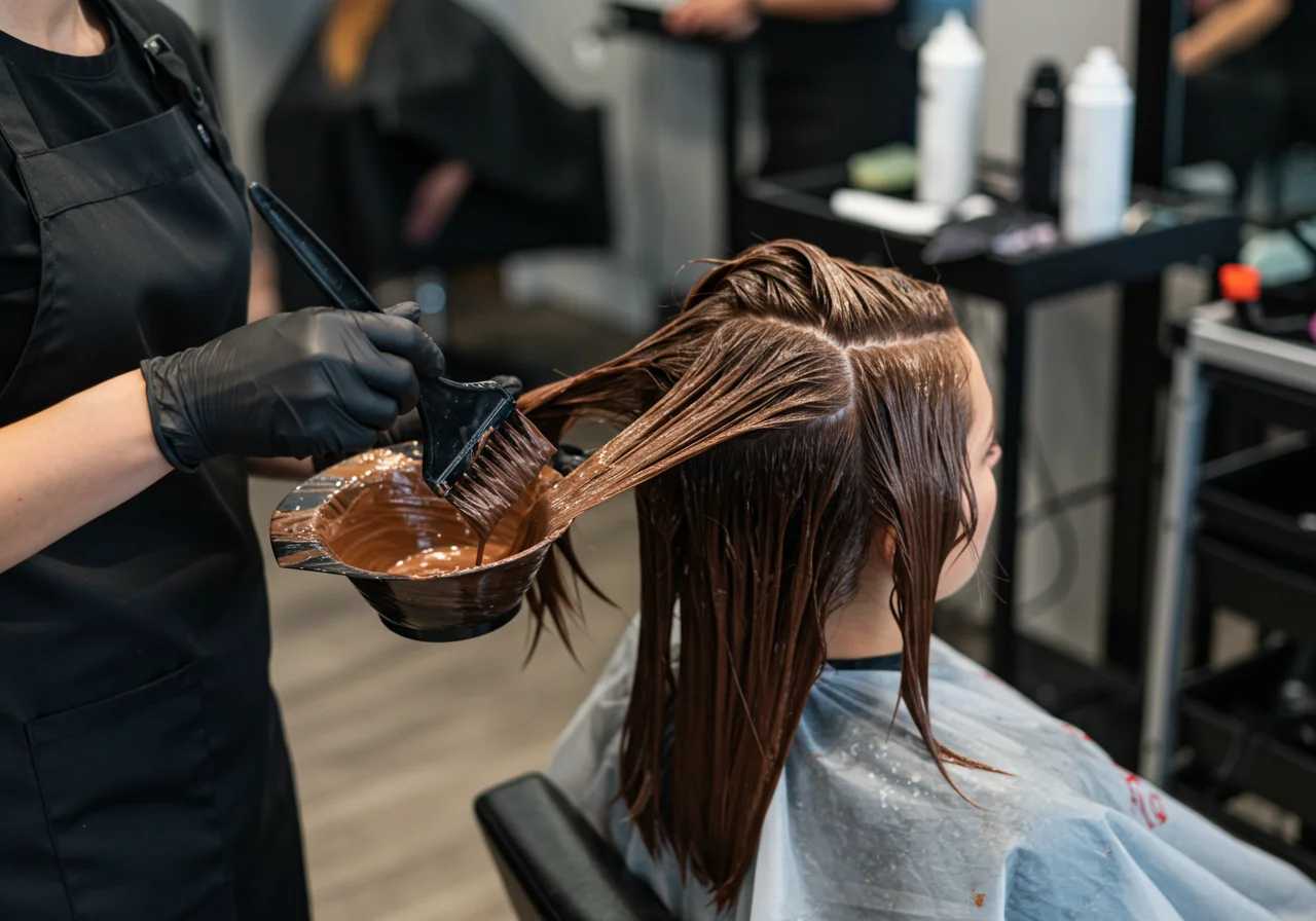 Mixing chocolate hair dye for perfecting the castanho cabelo color application.
