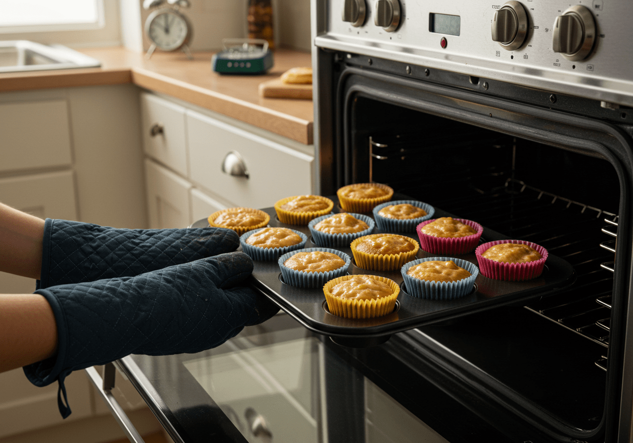 Tray with pastel de nata light sendo colocado no forno, ideal para reduzir calorias pastel nata.