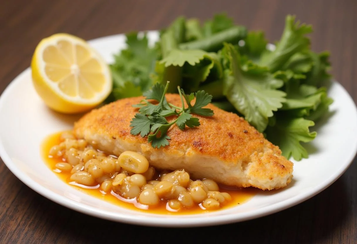 Porção deliciosa de Bacalhau Espiritual Reconfortante, perfeita para uma refeição reconfortante.