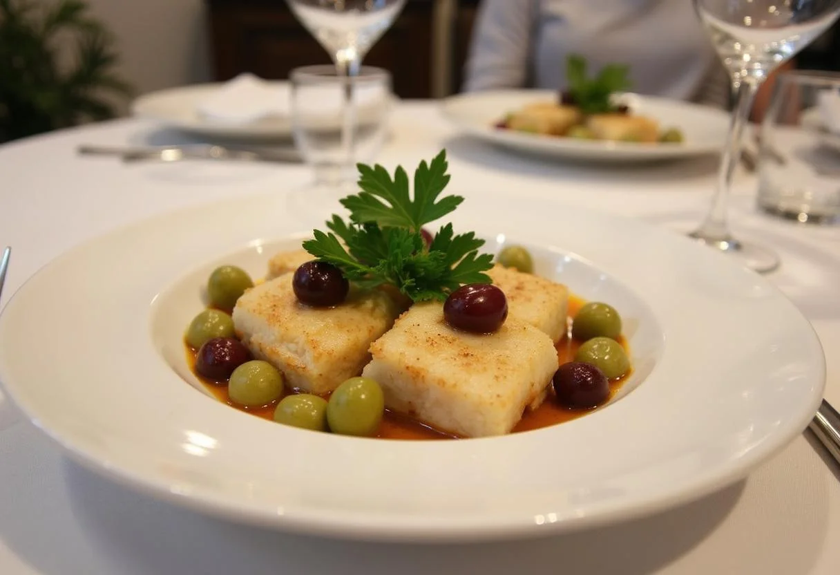 Bacalhau à Moda de Beja Saboroso finalizado, um delicioso prato português pronto para servir.