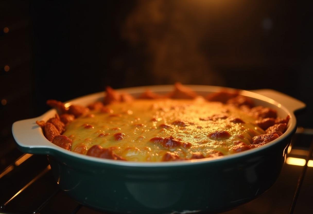 Bacalhau à Moda de Viseu fresh from the oven, golden-brown and cheesy.