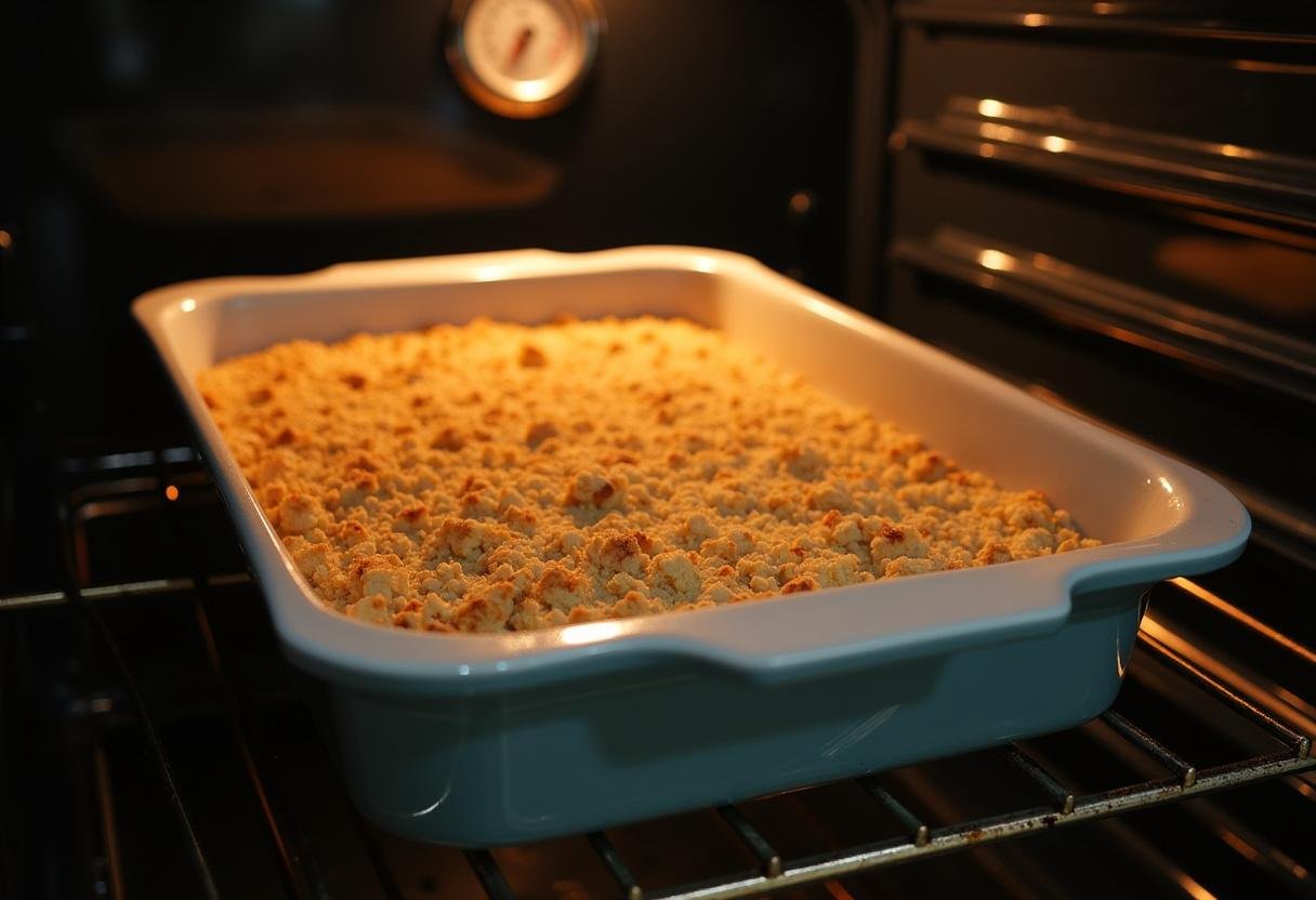 Refratário de Bacalhau à Zé do Pipo Saboroso sendo colocado no forno para um acabamento perfeito.