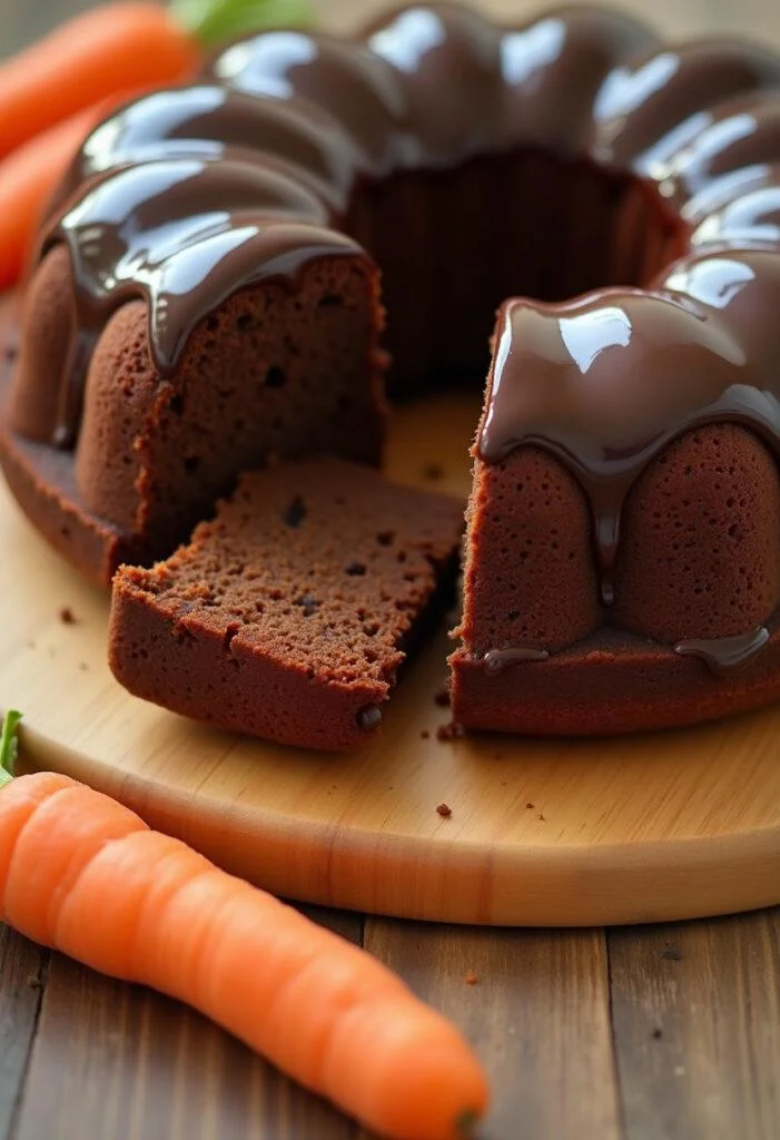 Delicioso Bolo de Cenoura com Cobertura de Chocolate, perfeito para servir em qualquer ocasião.