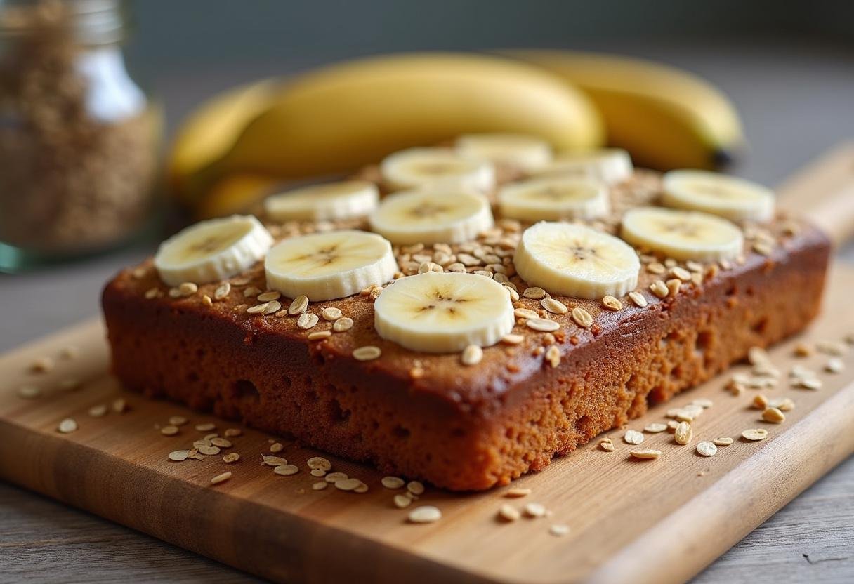 Delicious and healthy banana cake with oats, perfect for a wholesome treat.