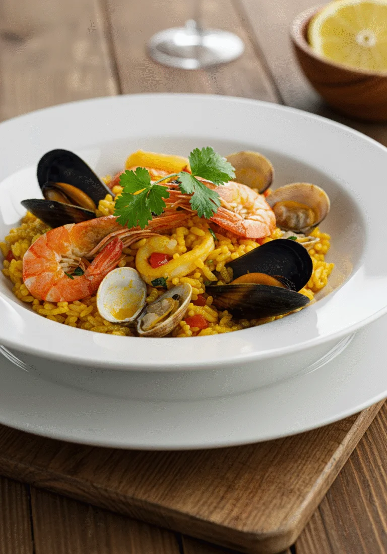 Delicious Arroz de Marisco à Moda de Nazaré Rico served in a bowl, perfect for seafood lovers.
