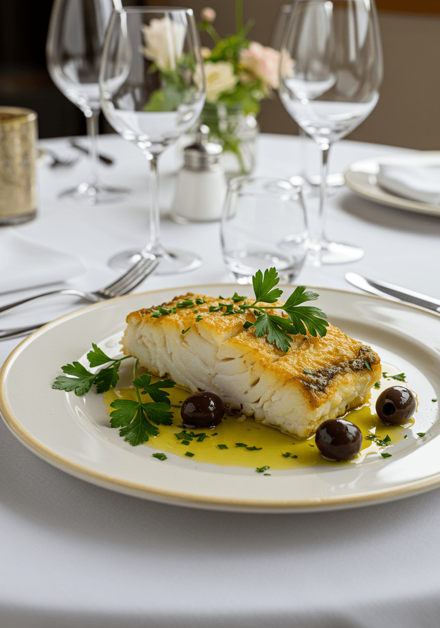 Beautifully presented Bacalhau à Moda de Viseu, a traditional Portuguese dish ready for serving.