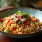 Delicious and healthy Arroz de Atum light served in a bowl, perfect for a nutritious meal.