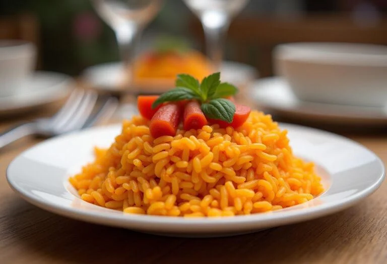 Finished arroz de cenoura, a delicious and colorful dish perfect for any meal.