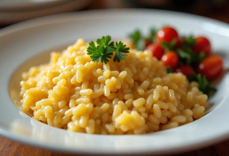 Delicious arroz de cogumelos served with sautéed vegetables, showcasing a flavorful meal.