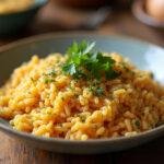 Finished Arroz de Grelos, a vibrant and healthy dish, perfect for a nutritious meal.