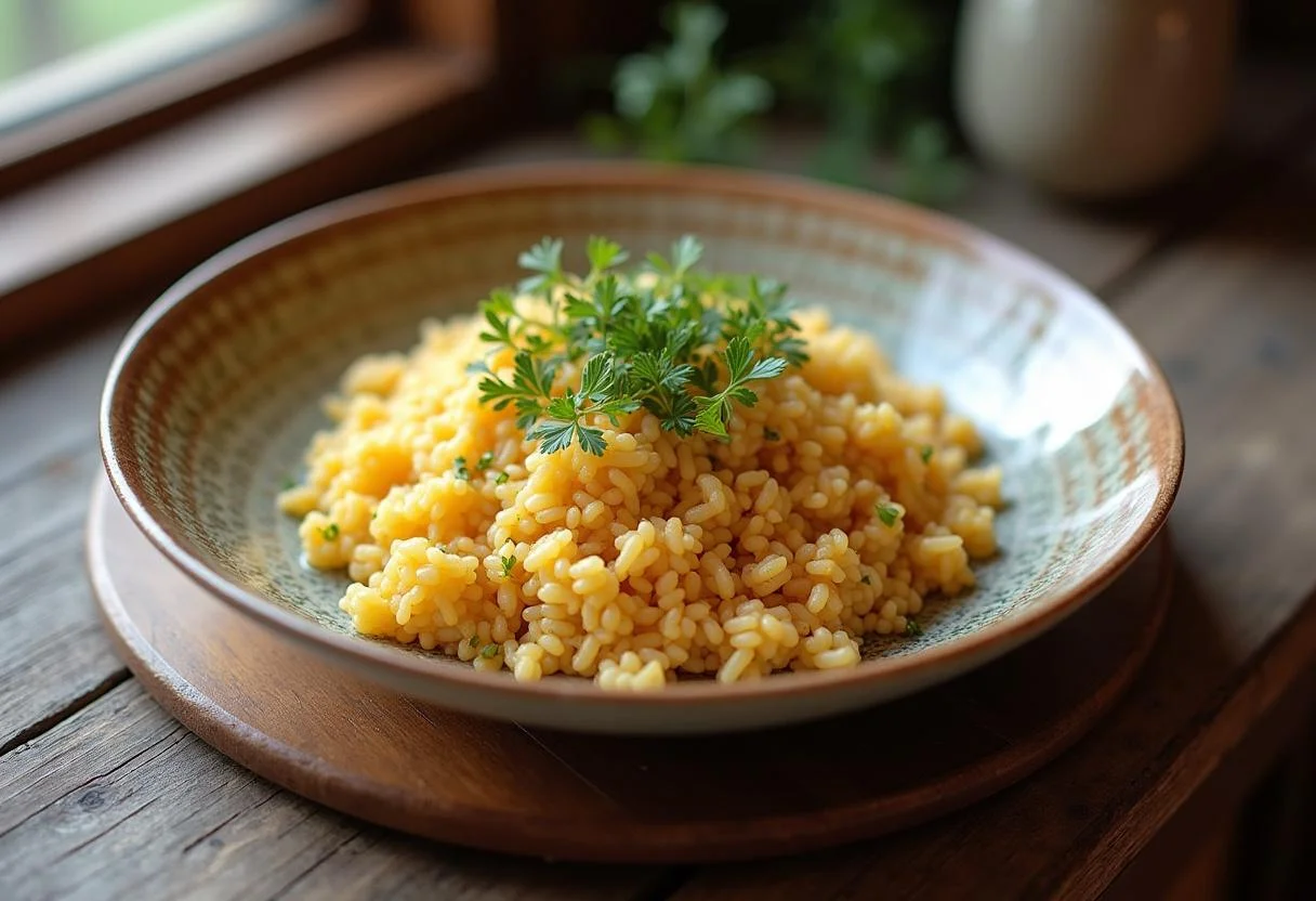 Finished Arroz de Grelos, a vibrant and healthy dish, perfect for a nutritious meal.
