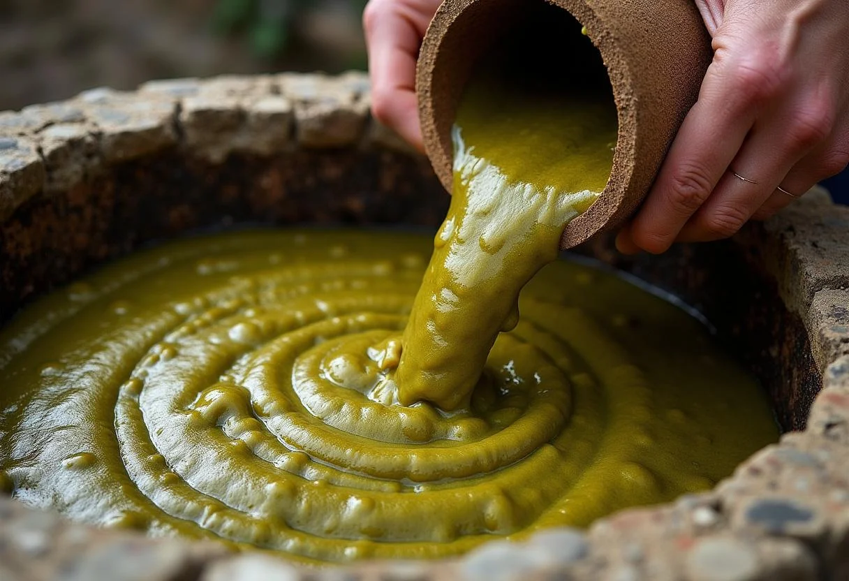 Olives crushed in a stone mill for making azeite virgem extra.