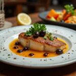 Bacalhau assado no forno com batatas e cebolada, perfeito para refeições familiares.