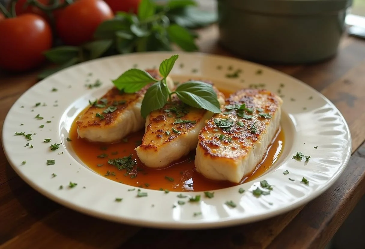 Bifes de frango perfeitamente cozidos e decorados, prontos para servir em receitas de bifes de frango.