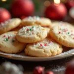 Bolachas de manteiga caseiras decoradas com açúcar, prontas para serem servidas.