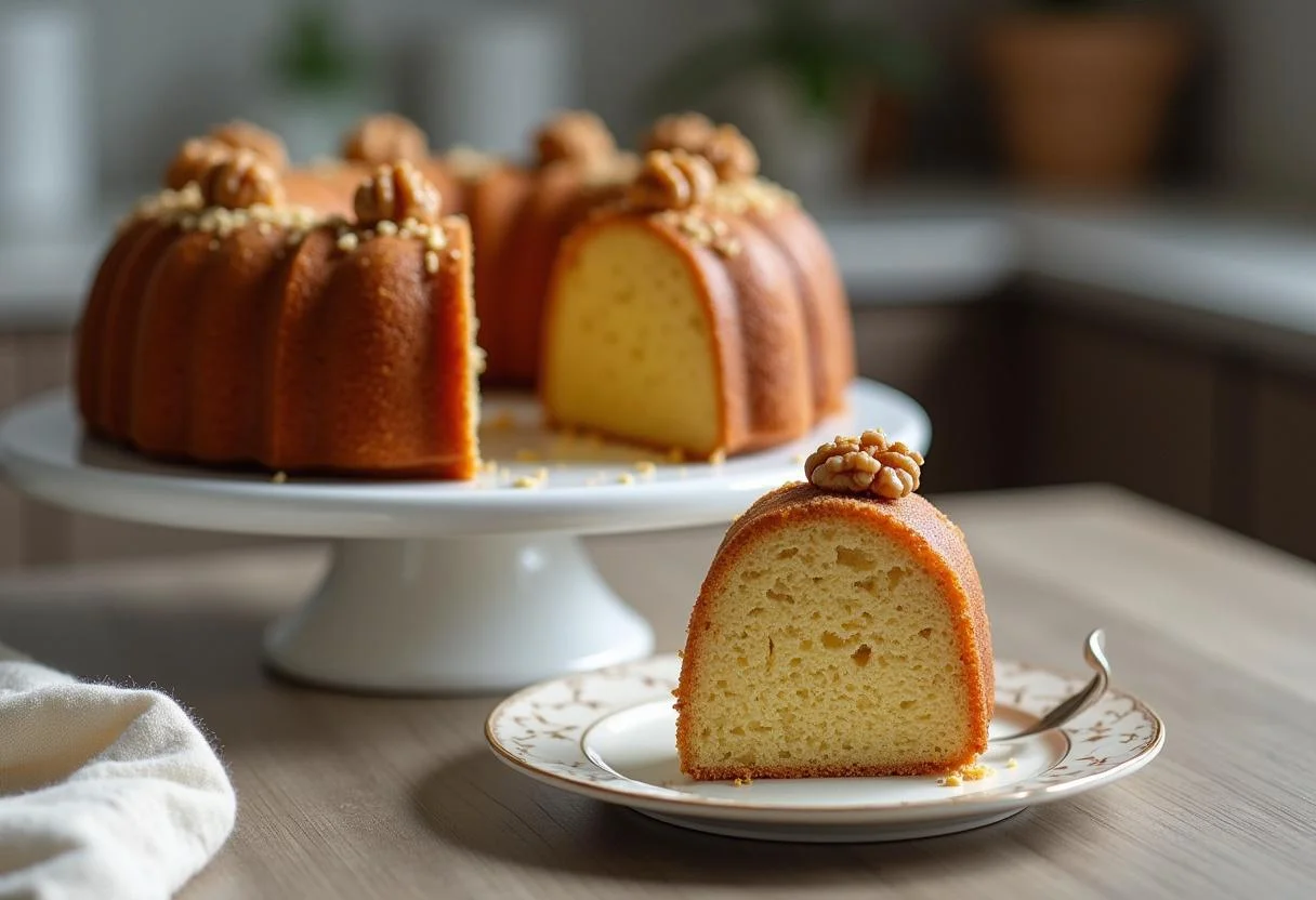 Bolo de nozes torradas acabado, perfeito para festa e celebrações.
