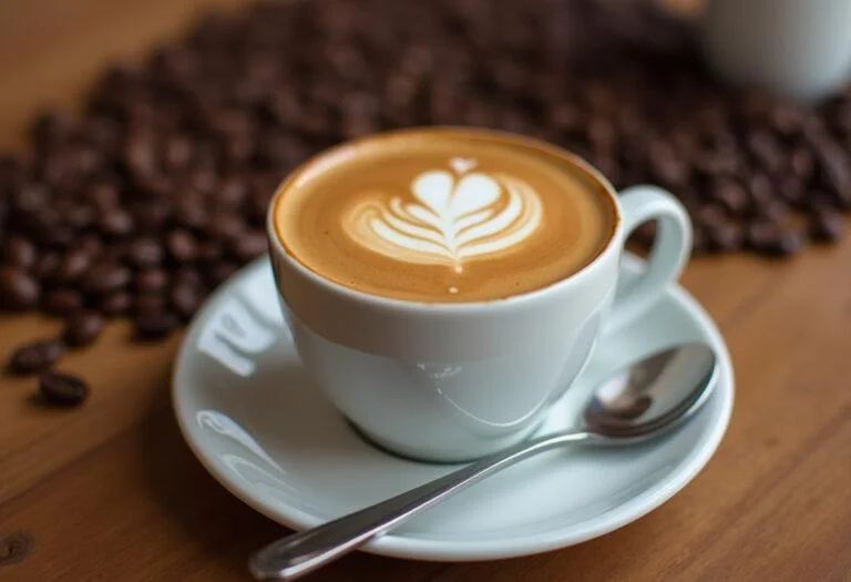 Café expresso servido de forma elegante, destacando a cápsula de café.