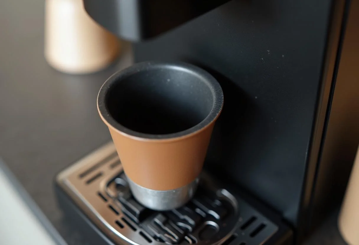 Preparação da cápsula de café para máquina de expresso.