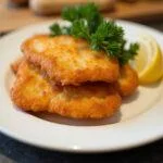 Crispy caras de bacalhau served with lemon and parsley, perfect for a delicious seafood dish.