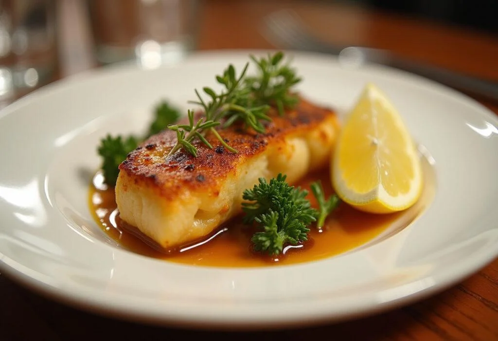 Finished baked cavala peixe on a plate, ready to enjoy for Simple Baked Cavala meal.