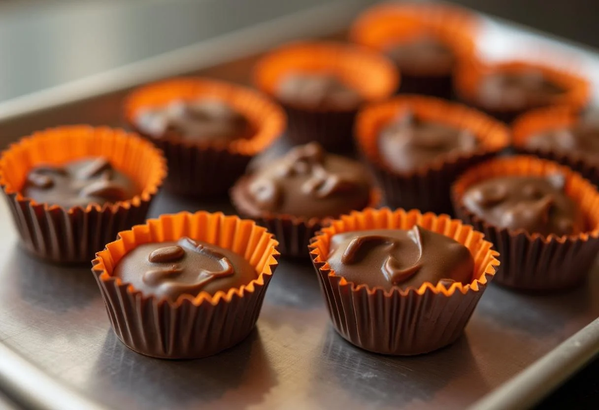 Delicious homemade Reese's chocolate candies ready to enjoy.