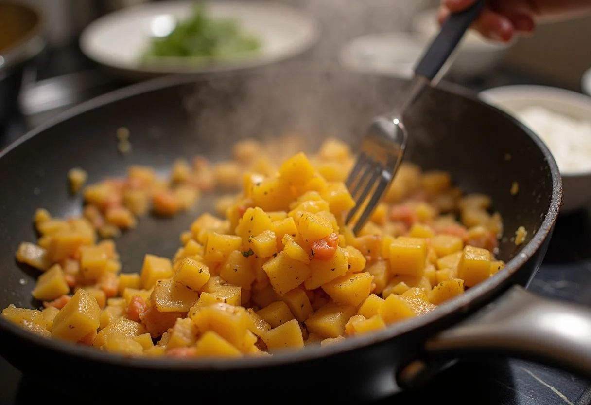Couve coração being sautéed in a pan, creating a delicious and healthy side dish.