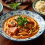 Finished couve roxa temperada served with grilled meat, perfect for a nutritious meal.
