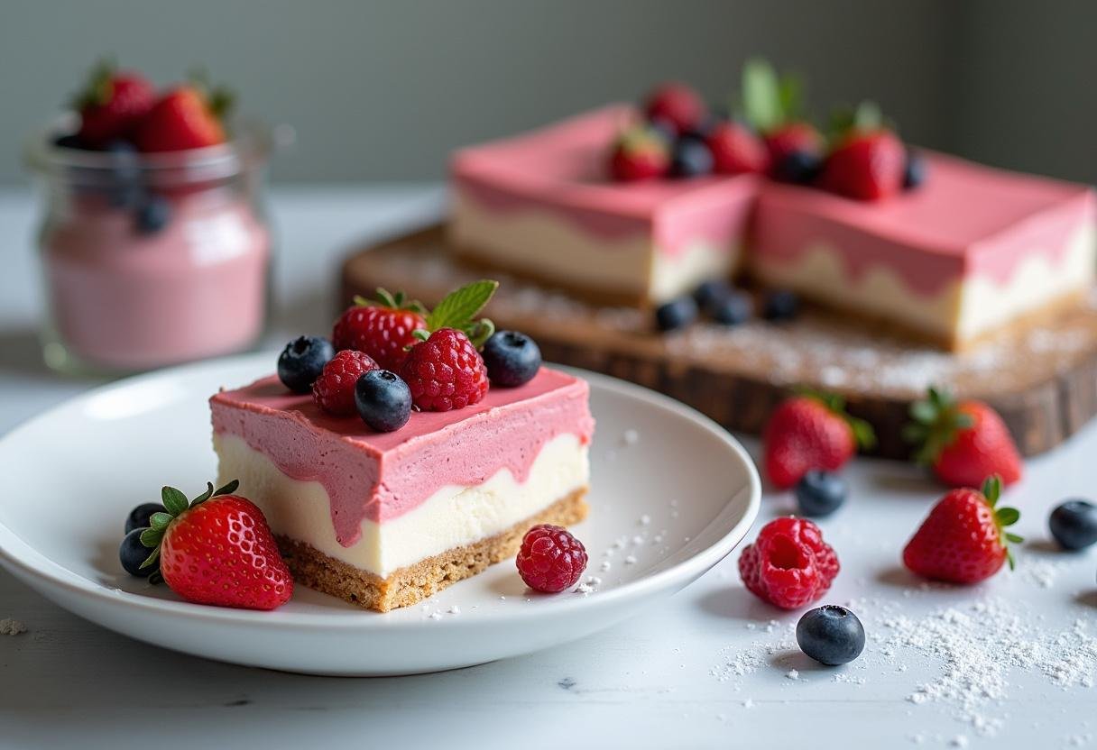 Delicious creme de leite natural served with fresh berries, a perfect Portuguese dessert.