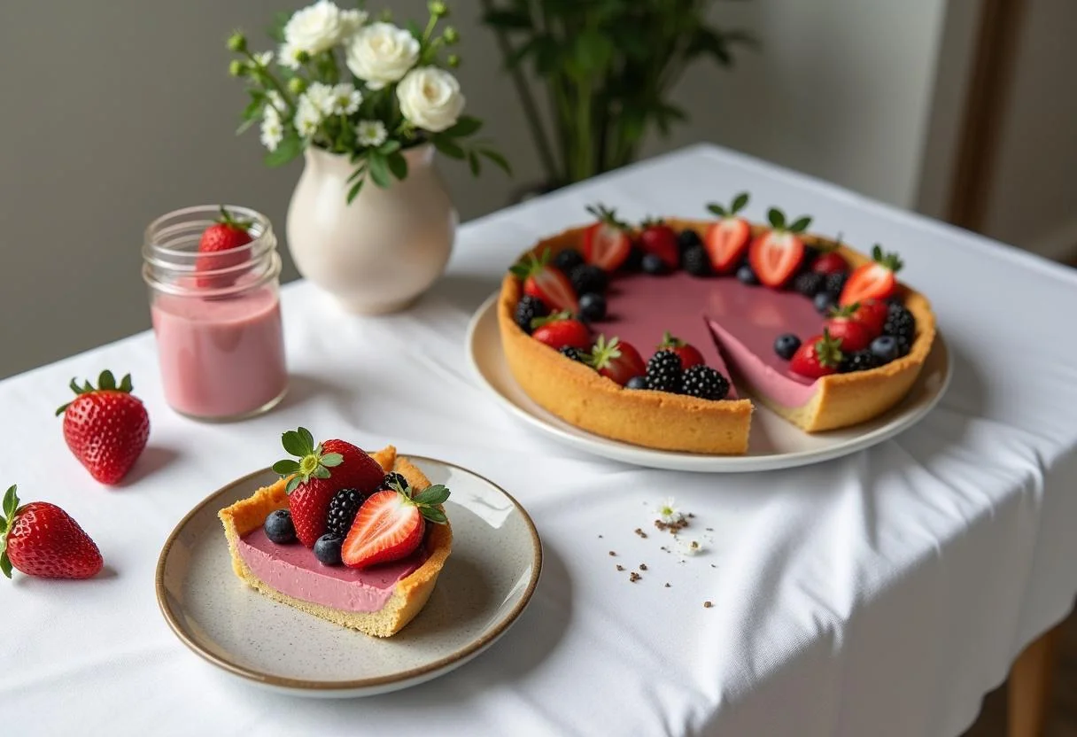 Delicious creme de leite natural served with fresh berries, a perfect Portuguese dessert.