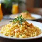 Delicious farinheira com ovos mexidos served on a dining table, perfect for breakfast or brunch.