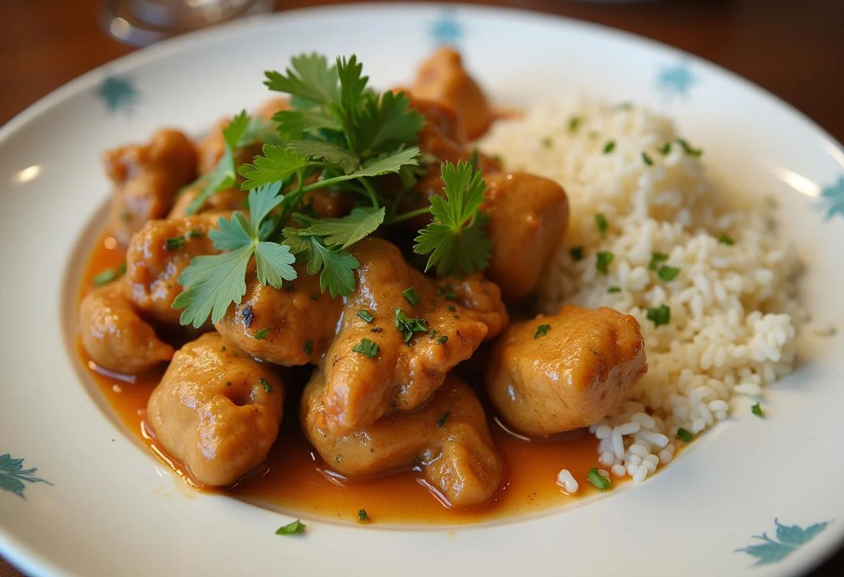 Finished frango na púcara dish, perfect for a traditional meal.