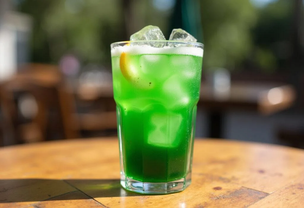 Refreshing hortelã-pimenta drink served outdoors, perfect for warm days.