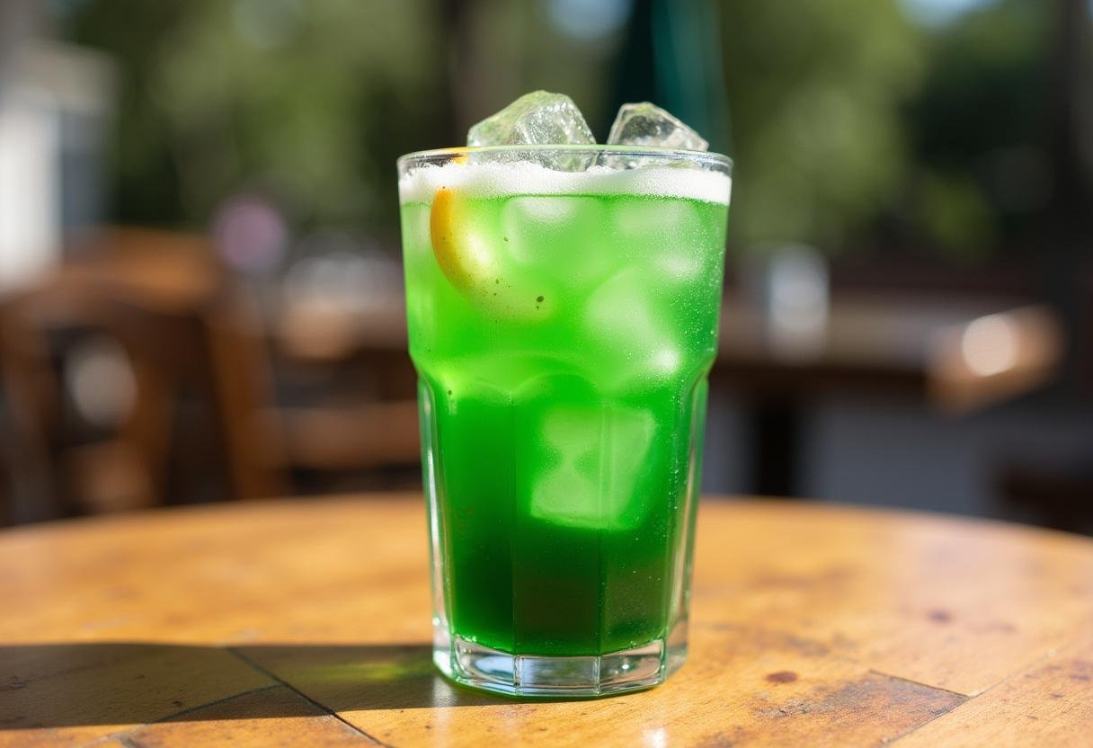 Refreshing hortelã-pimenta drink served outdoors, perfect for warm days.