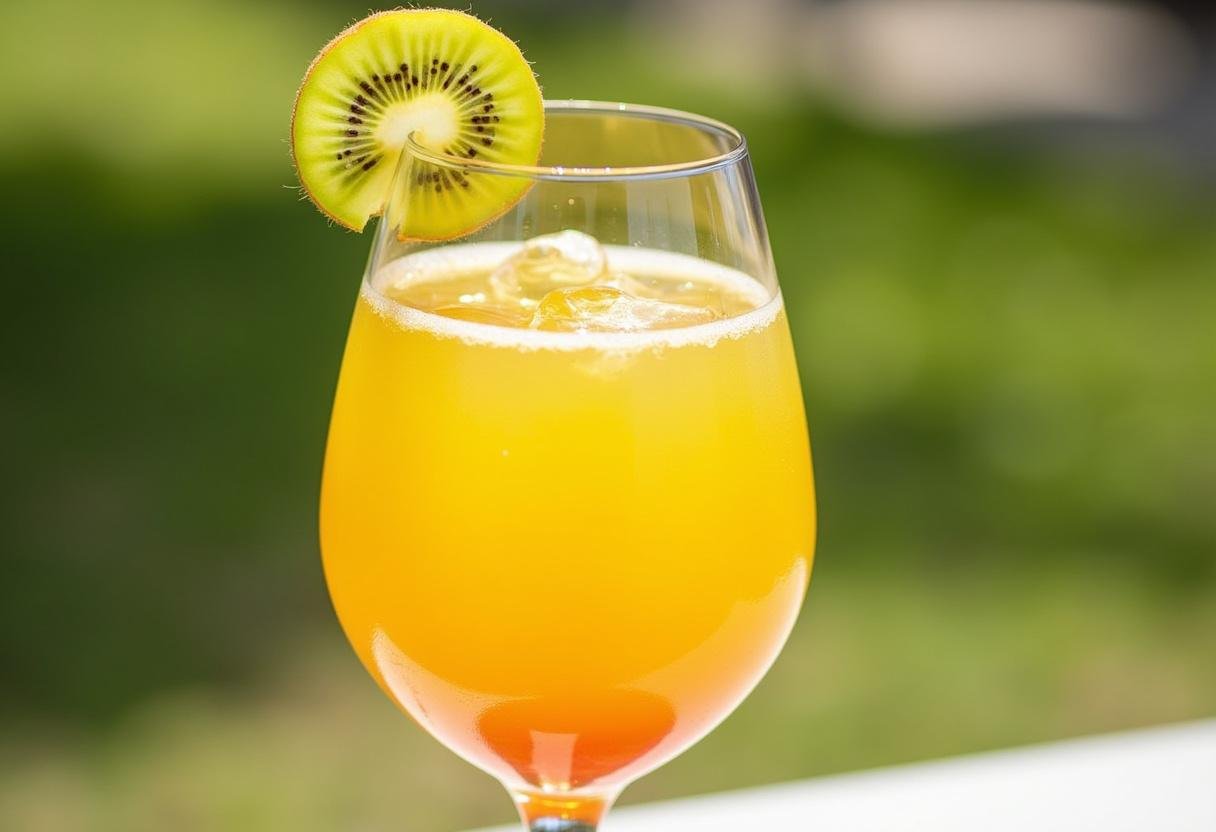 Finished Kiwi Amarelo Natural drink, highlighting the vibrant taste of yellow kiwi.