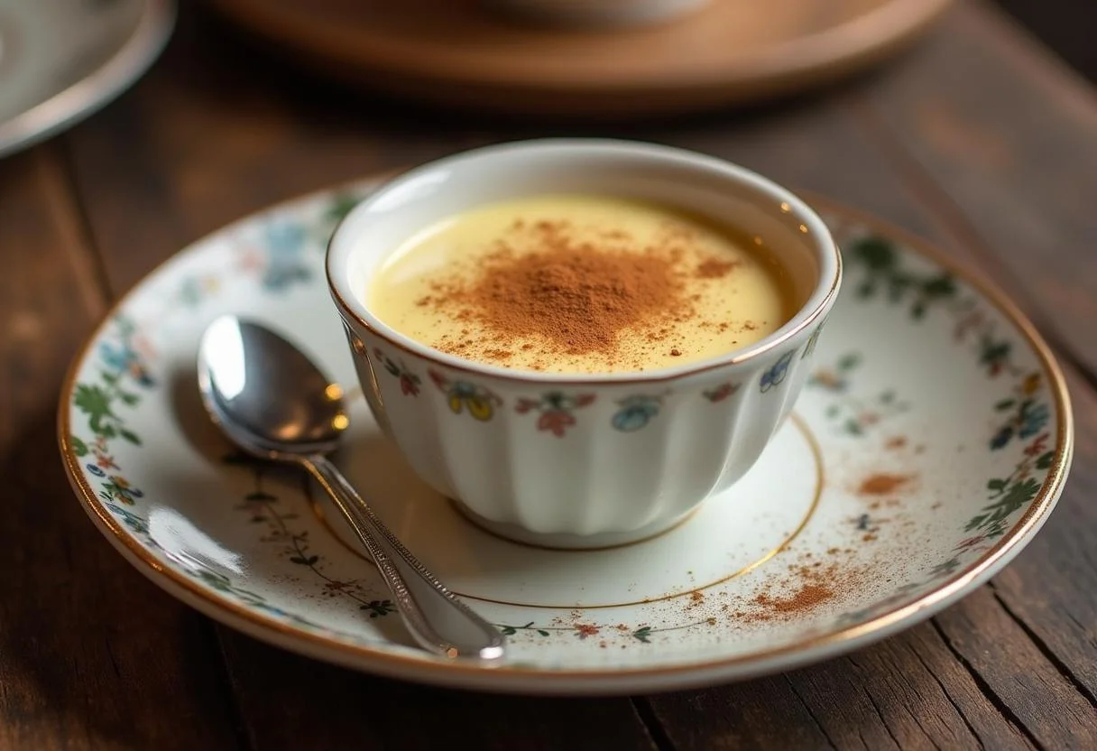 Leite creme bimby finalizado e decorado com canela, uma deliciosa sobremesa tradicional.