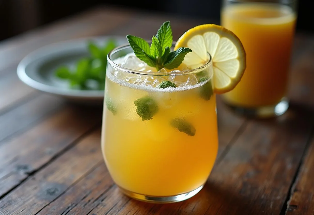 Refreshing glass of homemade leite mimosa caseiro, perfect for a summertime treat.