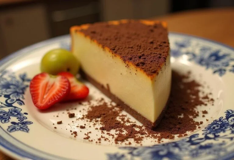 Fatias de Leite Ninho Condensado prontas para servir, decoradas com raspas de chocolate e frutas.