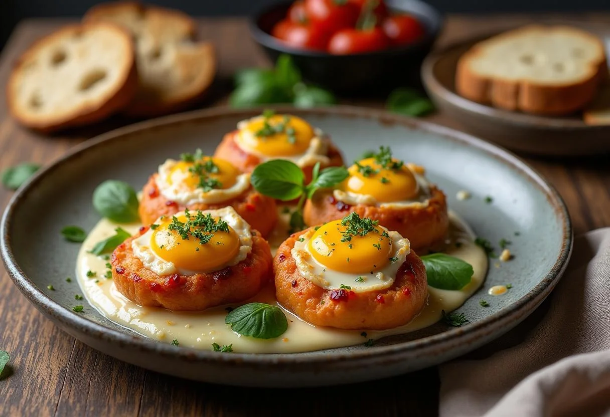 Finished ovos rotos recipe beautifully plated with crispy potatoes and sunny-side eggs.