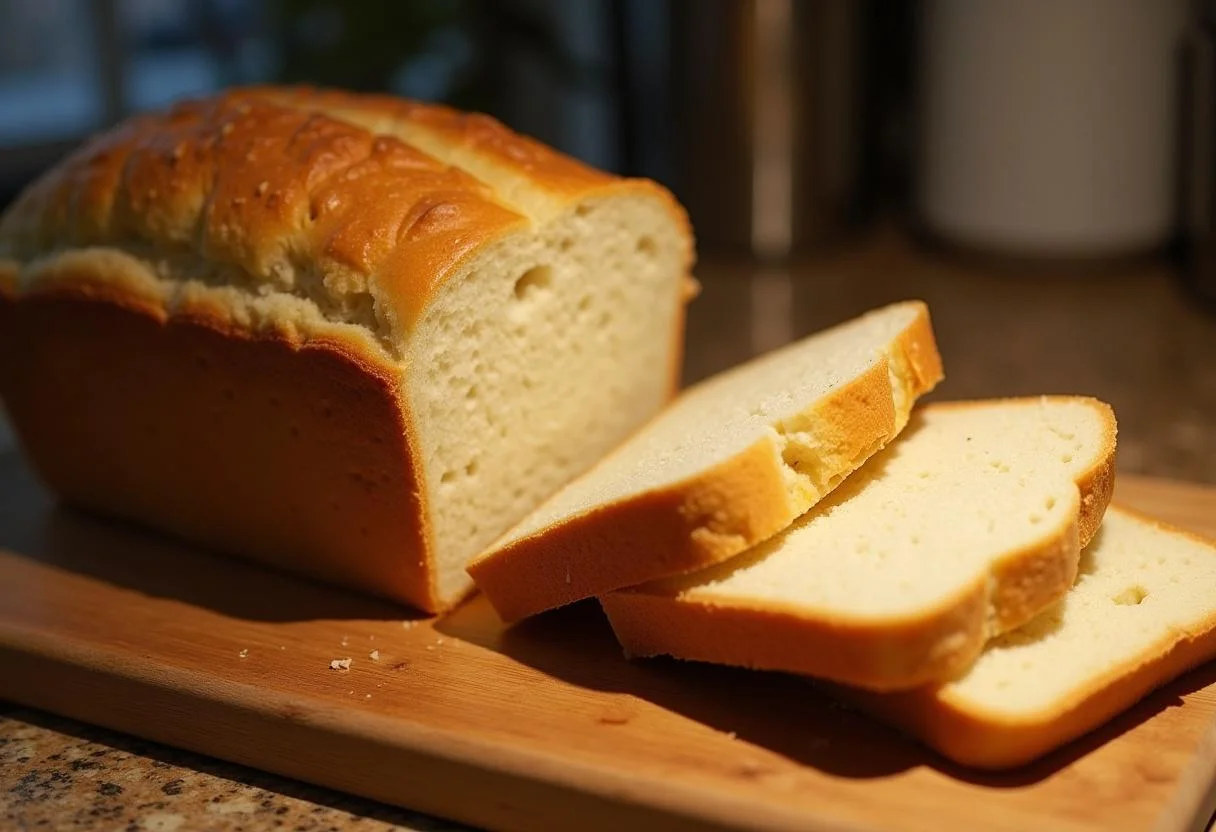 Finished pão saloio loaf with golden crust and soft interior, ideal for traditional Portuguese meals.