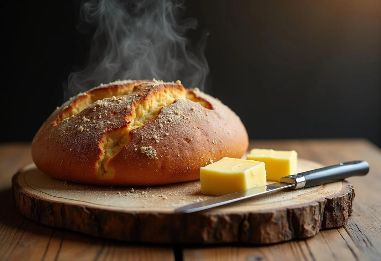Freshly baked pão da avó caseiro with a golden crust, perfect for any meal.