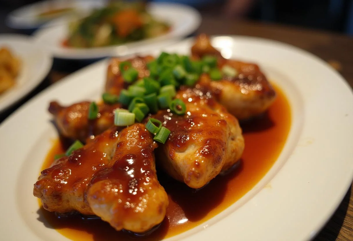 Peito de frango no forno dourado com molho teriyaki, perfeito para jantares especiais.