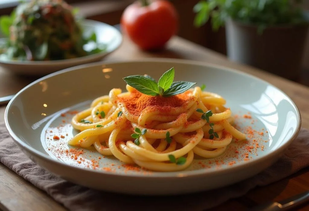 Gourmet dish featuring pimenta caiena seasoning, showcasing its flavor and appeal.