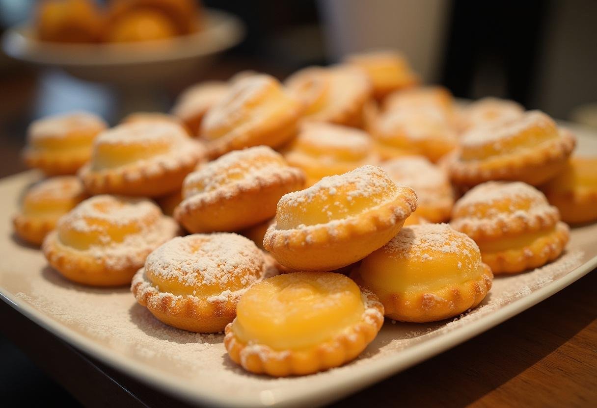 Queijadas de laranja finalizadas, douradas e doces para qualquer ocasiĂŁo.
