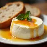 Finished queijo chèvre with honey, perfect for gatherings and impressing guests.