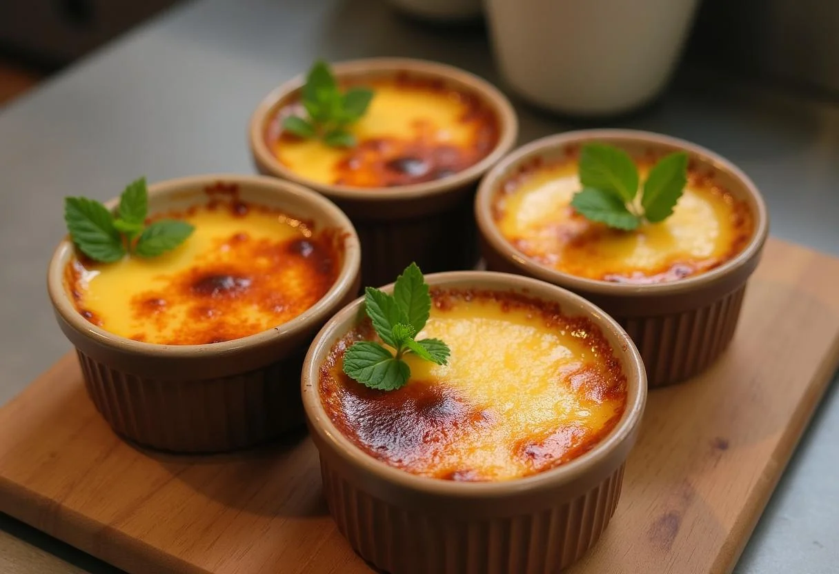 Delicioso queimador leite creme com topo caramelizado, perfeito para amantes de sobremesas.