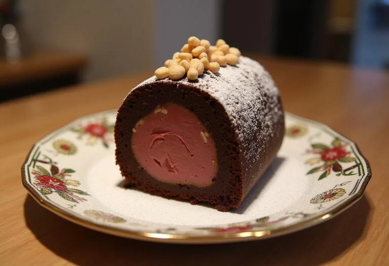 Salame de chocolate bimby fatiado e decorado, perfeito para servir em ocasiões especiais.
