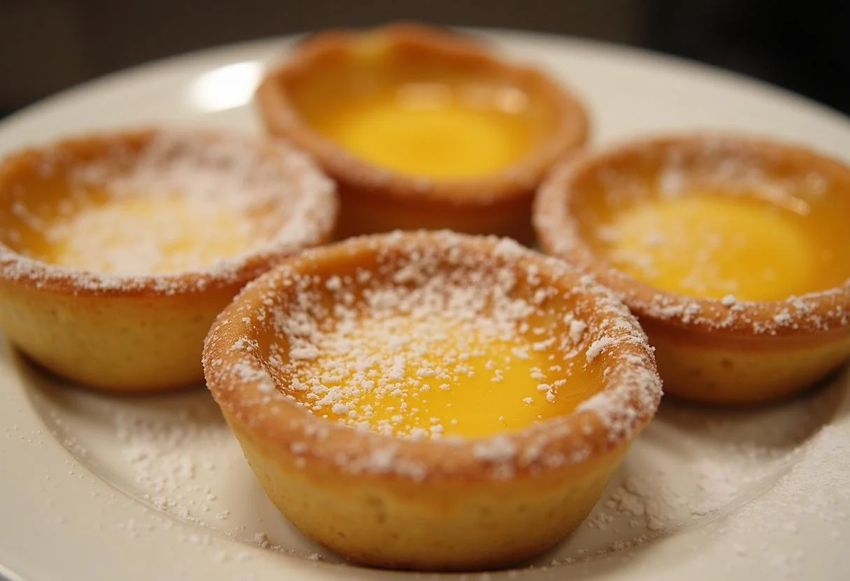Tarte de nata crocante finalizada, uma deliciosa receita de tarte de nata pronta para ser saboreada.