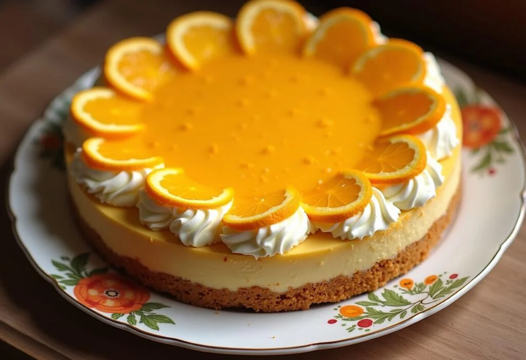 Finished torta de laranja do marco garnished with orange zest, perfect for dessert.
