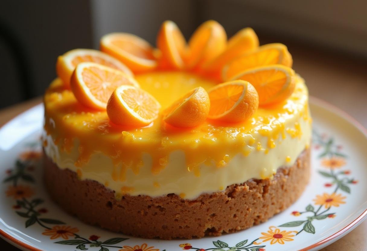 Finished torta de laranja do marco garnished with orange zest, perfect for dessert.